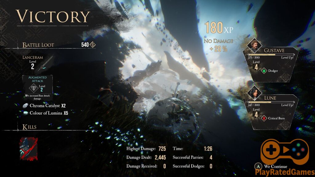 Combat end screen in Clair Obscure Expedition 33