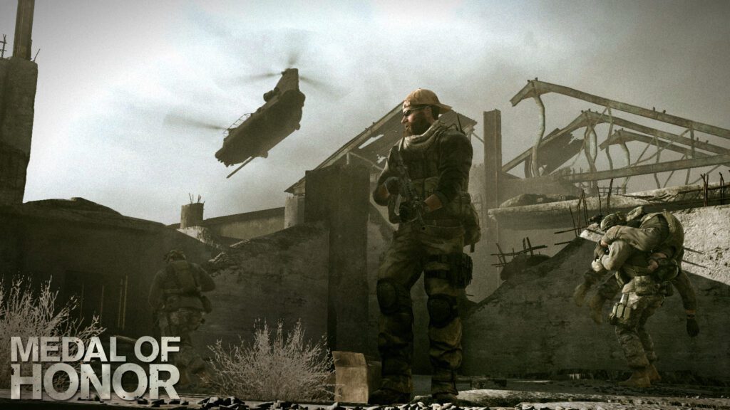 Cover art of Medal of Honor 2010 showing a Tier 1 operator silhouetted in dusty Afghan warzone
