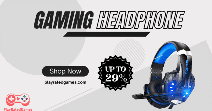 BENGOO V-4 Gaming Headset with Noise-Cancelling Mic and LED Lights for PS5 Xbox PC