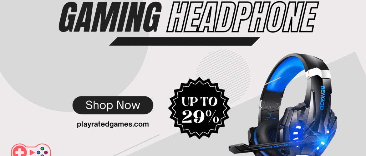 BENGOO V-4 Gaming Headset with Noise-Cancelling Mic and LED Lights for PS5 Xbox PC