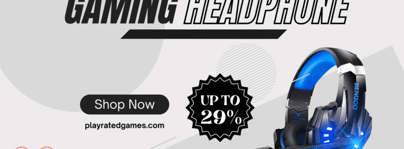 BENGOO V-4 Gaming Headset with Noise-Cancelling Mic and LED Lights for PS5 Xbox PC