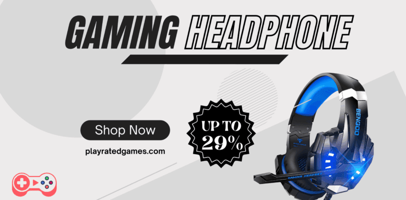 BENGOO V-4 Gaming Headset with Noise-Cancelling Mic and LED Lights for PS5 Xbox PC