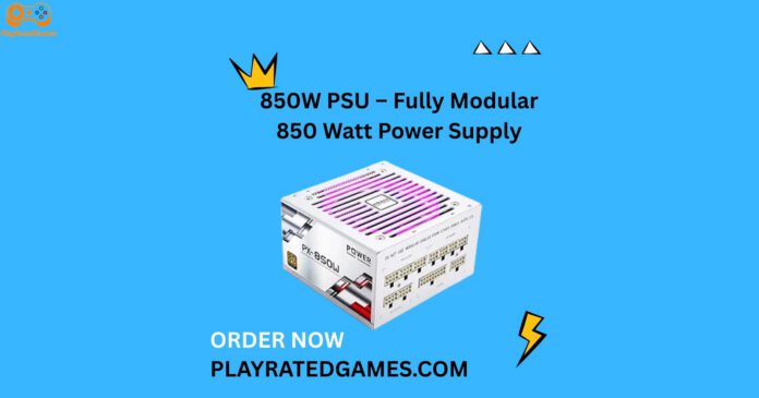 POINWER 850W white fully modular power supply with RGB fan and white flat cables