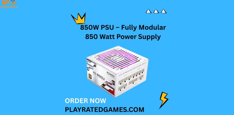 POINWER 850W white fully modular power supply with RGB fan and white flat cables