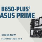 ASUS TUF GAMING B650M-PLUS WIFI mATX motherboard with AM5 socket, PCIe 5.0, WiFi 6, DDR5 RAM support, and RGB lighting.