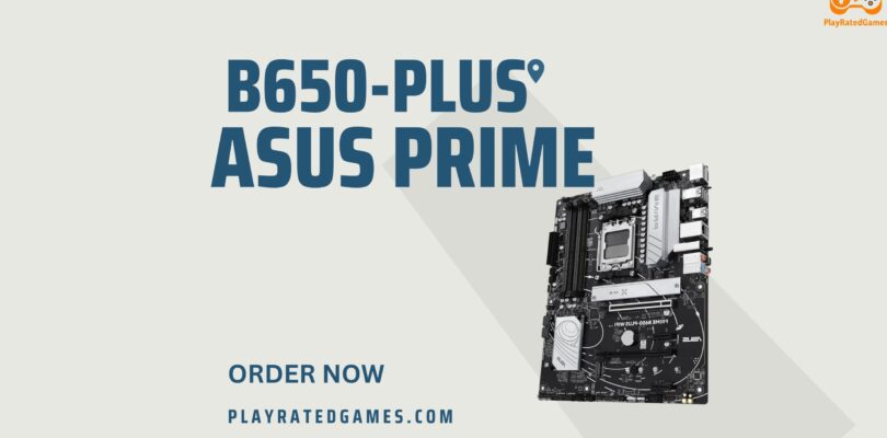 ASUS TUF GAMING B650M-PLUS WIFI mATX motherboard with AM5 socket, PCIe 5.0, WiFi 6, DDR5 RAM support, and RGB lighting.