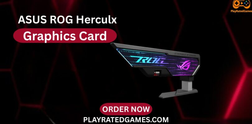 ASUS ROG Herculx Anti-Sag GPU Bracket with RGB lighting and spirit level for PC builds