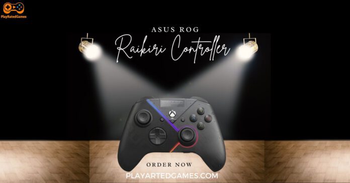 ASUS ROG Raikiri Pro Wireless Gaming Controller with OLED display and tri-mode connectivity for PC and Xbox