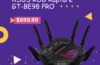 ASUS ROG Rapture GT-BE98 PRO Quad-Band WiFi 7 Gaming Router with 8 antennas and sleek black design