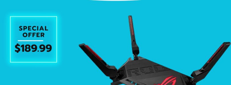 ASUS ROG Rapture GT-AX6000 WiFi 6 Gaming Router with dual 2.5G ports and RGB lighting