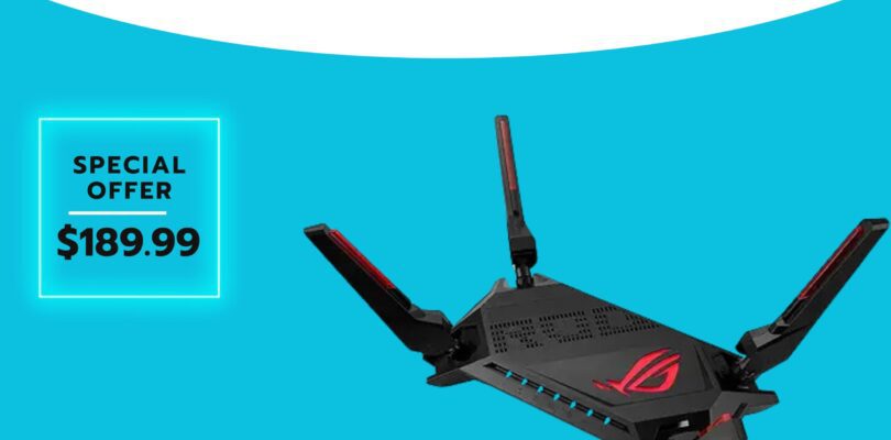 ASUS ROG Rapture GT-AX6000 WiFi 6 Gaming Router with dual 2.5G ports and RGB lighting
