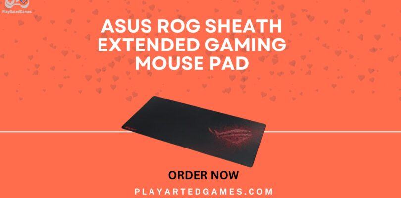 "ASUS ROG Sheath Black XXL Gaming Mouse Pad with Non-Slip Rubber Base and Stitched Edges"