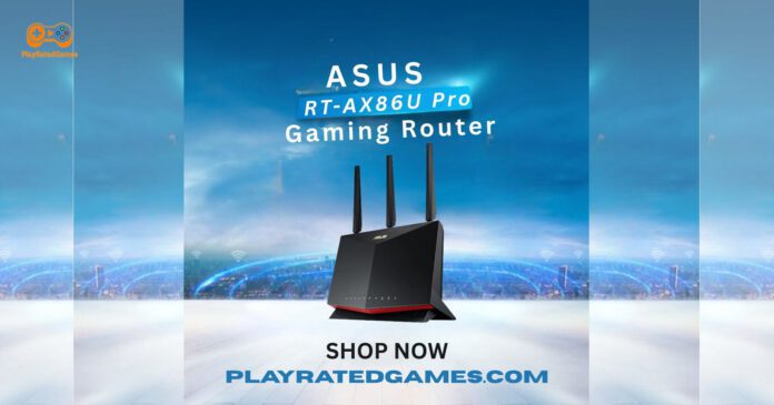 ASUS RT-AX86U Pro WiFi 6 Gaming Router with dual-band AX5700 speeds and 2.5G port