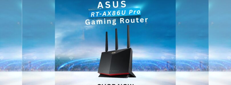 ASUS RT-AX86U Pro WiFi 6 Gaming Router with dual-band AX5700 speeds and 2.5G port