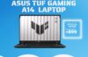 ASUS TUF Gaming A14 Copilot+ PC Gaming Laptop in Jaeger Gray with 14-inch 165Hz display and RTX 4050 GPU.