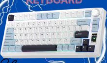 AULA F75 75% Wireless Mechanical Keyboard with RGB backlight and blue & white keycaps