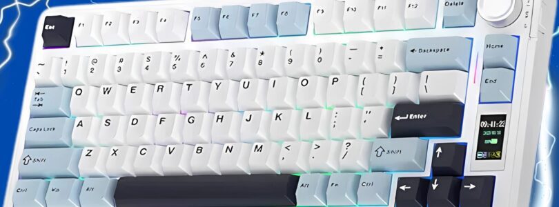 AULA F75 75% Wireless Mechanical Keyboard with RGB backlight and blue & white keycaps