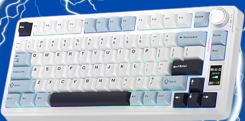 AULA F75 75% Wireless Mechanical Keyboard with RGB backlight and blue & white keycaps