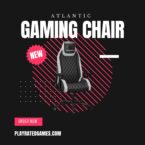 Atlantic ergonomic white gaming chair with high back, reclining feature, and adjustable armrests