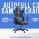 Ergonomic purple TUKAKA gaming chair with footrest, massage lumbar support, and reclining function.