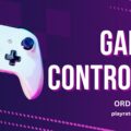 Midnight Black gaming controller with purple-pink lighting on a dark gradient background promoting a controller from PlayRatedGames.