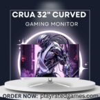 CRUA 32-Inch Curved Gaming Monitor with 1800R curvature, 165Hz/200Hz refresh rate, and VA panel