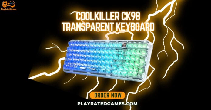 YUNZII X98 Wireless Mechanical Gaming Keyboard with RGB backlighting and a volume knob in white color.