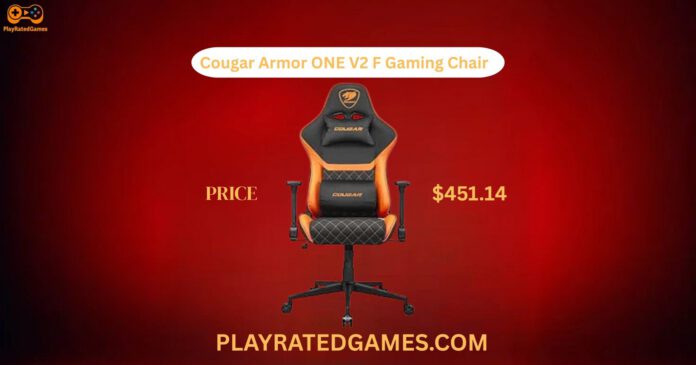 Ergonomic black and orange gaming chair with high back, adjustable footrest, and lumbar support