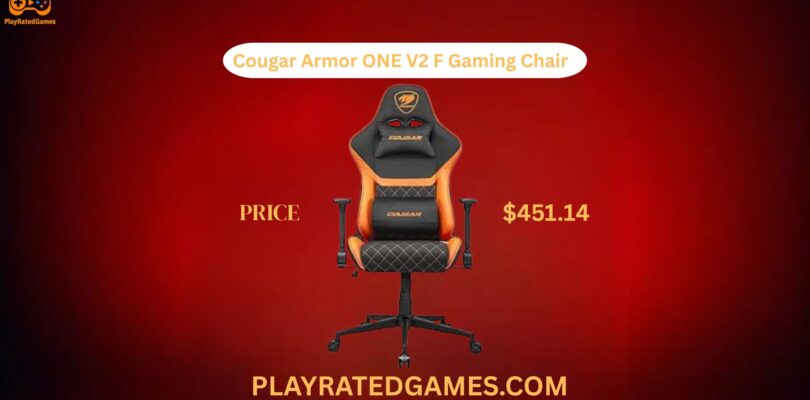 Ergonomic black and orange gaming chair with high back, adjustable footrest, and lumbar support
