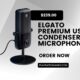 Elgato Wave:3 USB Condenser Microphone in black on desktop stand with accessories