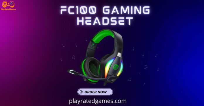 FC100 Gaming Headset with Microphone, RGB Light, Over-Ear Design for PS5, Xbox, PC, and Switch
