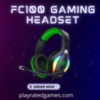 FC100 Gaming Headset with Microphone, RGB Light, Over-Ear Design for PS5, Xbox, PC, and Switch