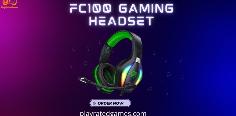 FC100 Gaming Headset with Microphone, RGB Light, Over-Ear Design for PS5, Xbox, PC, and Switch
