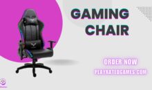 White GTPLAYER ergonomic gaming chair with footrest, headrest, and lumbar support.