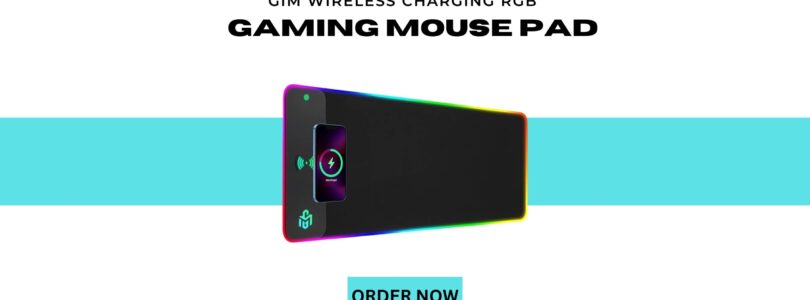 "GIM RGB Gaming Mouse Pad with 15W Wireless Charging, XXL Size, LED Lighting, and Non-Slip Base – Black"