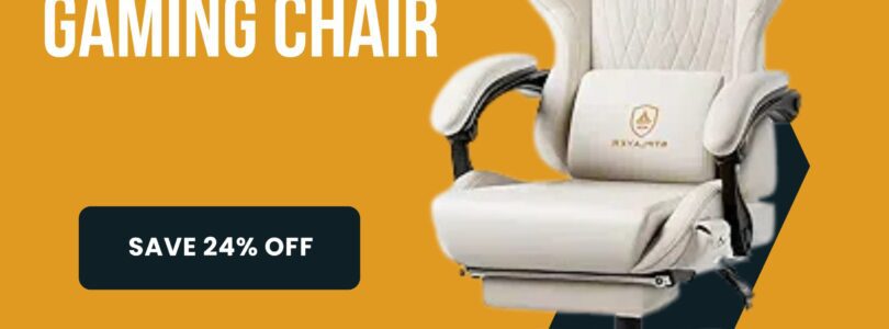 GTPLAYER Ergonomic Gaming Chair with Footrest and Lumbar Support in White