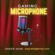 USB condenser microphone with RGB lighting on a tripod stand, pop filter, and shock mount setup for gaming or streaming.