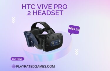 HTC Vive Pro 2 virtual reality headset with black design and adjustable head strap