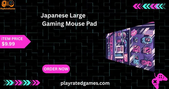 Japanese sunset large gaming mouse pad with stitched edges and non-slip waterproof base