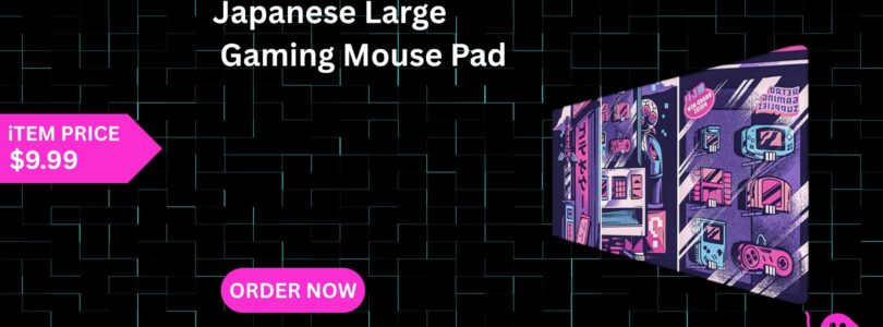 Japanese sunset large gaming mouse pad with stitched edges and non-slip waterproof base