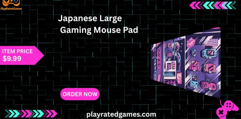 Japanese sunset large gaming mouse pad with stitched edges and non-slip waterproof base
