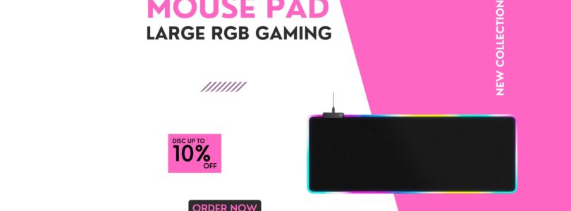 Black RGB Gaming Mouse Pad with 15 Light Modes and Wireless Charging, extended size for keyboard and mouse