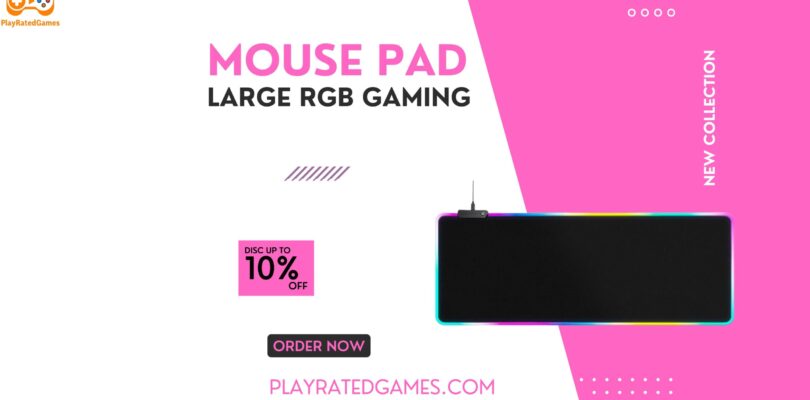 Black RGB Gaming Mouse Pad with 15 Light Modes and Wireless Charging, extended size for keyboard and mouse