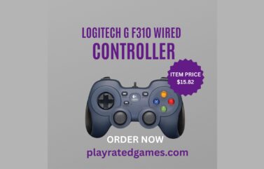 Logitech F310 Wired Gamepad Controller with USB connection, black and blue color, ergonomic design