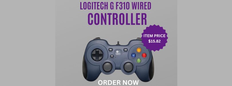 Logitech F310 Wired Gamepad Controller with USB connection, black and blue color, ergonomic design