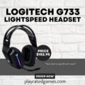 Logitech G733 Lightspeed wireless gaming headset in black with RGB lighting and suspension headband