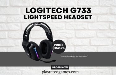 Logitech G733 Lightspeed wireless gaming headset in black with RGB lighting and suspension headband