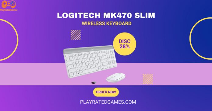 Logitech MK470 Slim Wireless Keyboard and Mouse Combo in Off White with Compact Layout