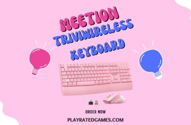 Pink MEETION wireless keyboard and mouse combo with wrist rest and ergonomic design