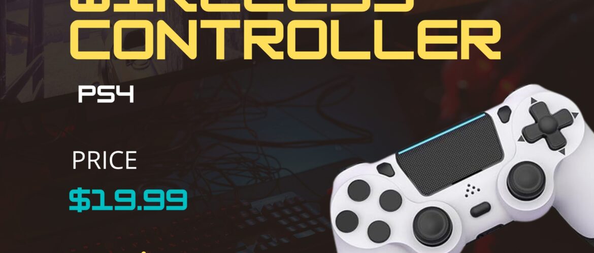 MOVONE Wireless Controller for PS4 in white and black with dual vibration and touchpad